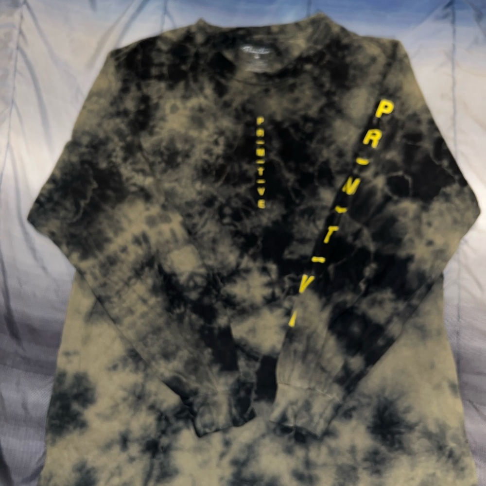 Primitive Black, Green, and Yellow Tie-Dye Long Sleeve Shirt - Size M